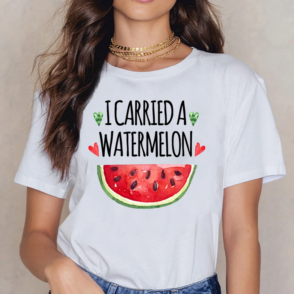 

Tops T Shirt Women I Carried A Watermelon Maternity Funny Harajuku Short Female Shirt
