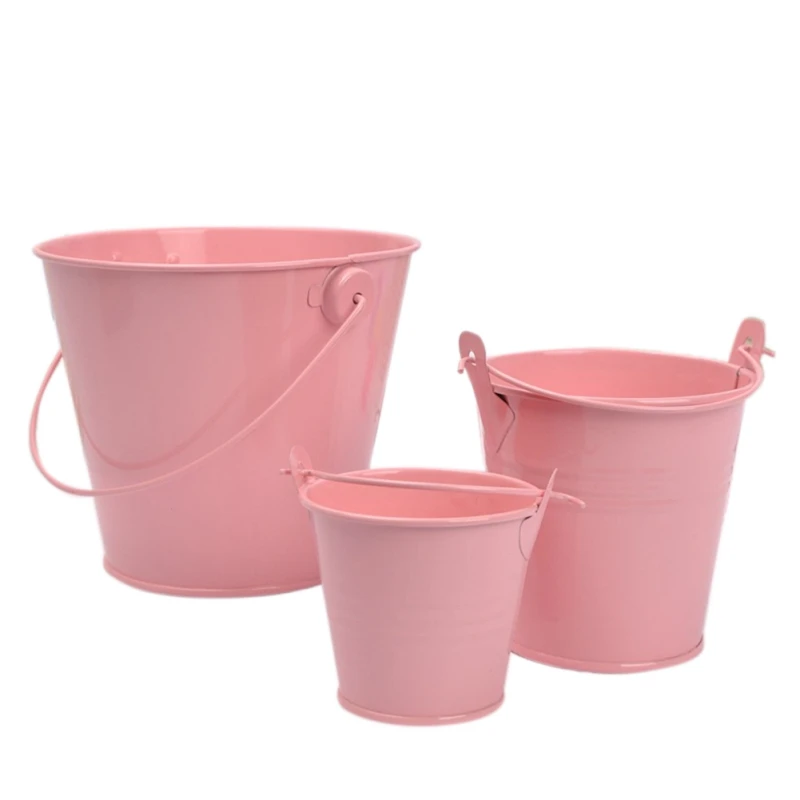 

1pcs Potted Home Candy Craft Ornaments Small Iron Barrel Tinplate Mini Bucket Home Decoration Storage Boxes