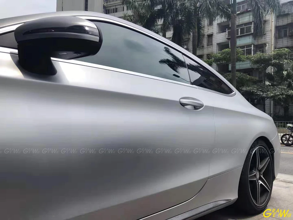 Атласная Серебристая виниловая пленка с воздушными пузырьками атласная