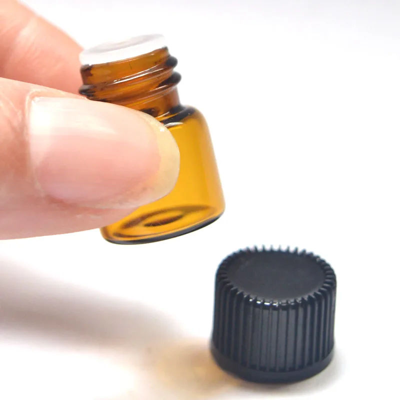 

1/4 Dram 1ml Amber Glass Vials with Orifice Reducer and Cap Small Essential Mini Oil Bottle