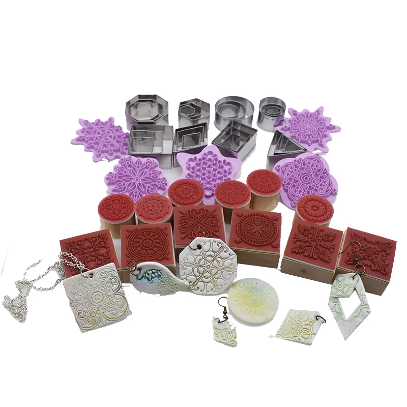 Глиняный инструмент из нержавеющей стали с геометрическим узором резак для