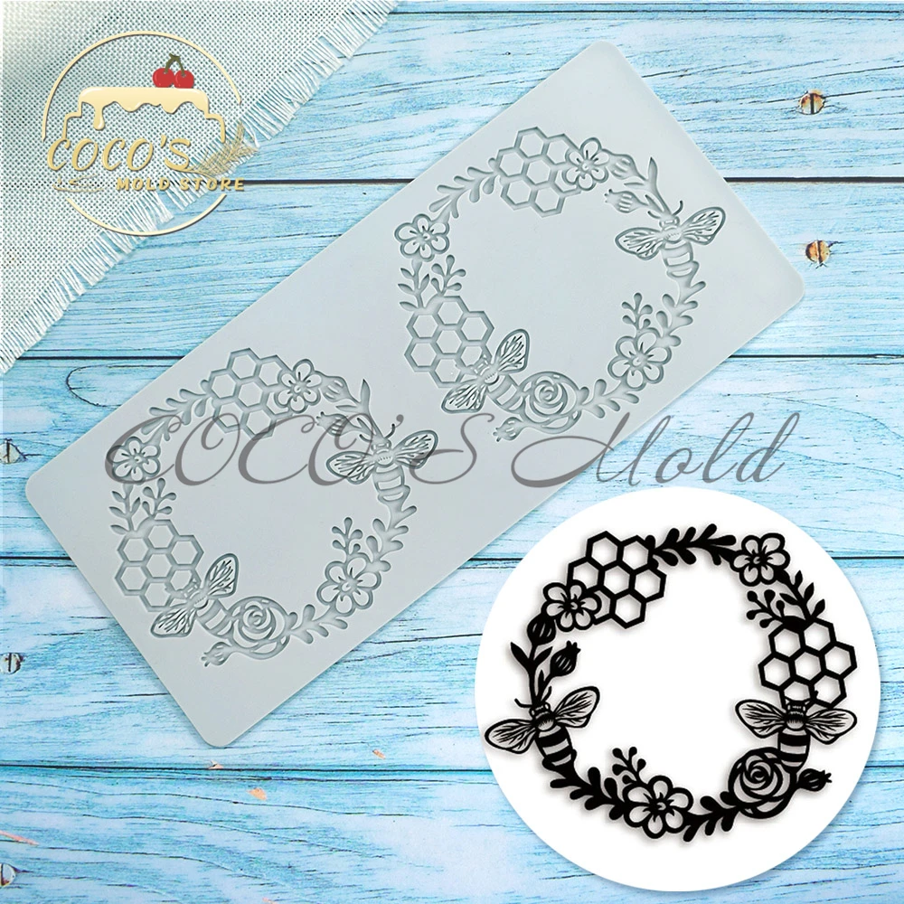 

Новое поступление, силиконовая форма в виде сот/пчелы, помадки, оттиска, кружевной коврик для торта, инструменты для украшения тортов, кухон...