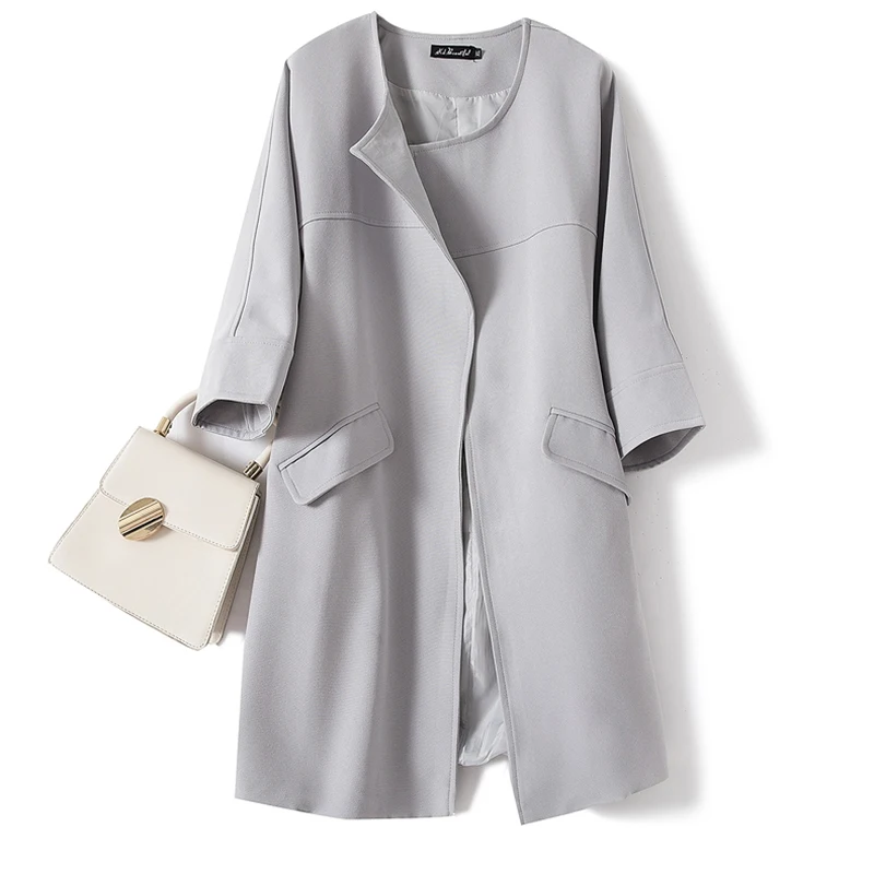 Женский Осенний тренчкот с накладными карманами тонкая верхняя одежда большого