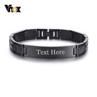 vnox stylish carbon fiber mens bracelets free engraving id tag link chain pulseira masculina 8 46