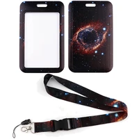 lx845 milky way system starry sky lanyard id card badge holder phone rope nebula neck keychain strap lariat astronomers gifts