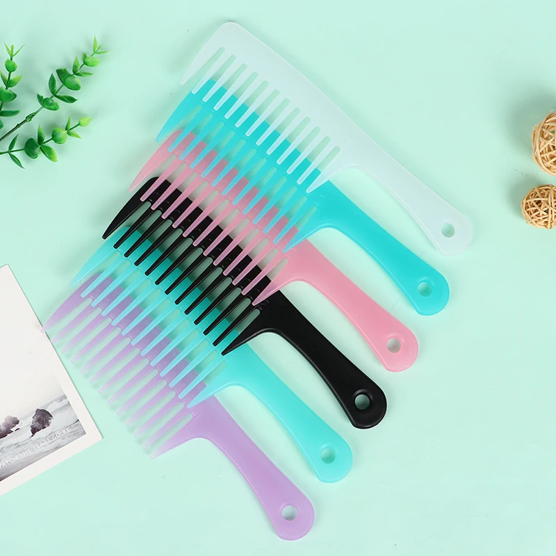 

Антистатическая большая Расческа с широкими зубьями, расческа для парикмахерской, Женская Расческа с отверстиями для подвешивания, щетка д...