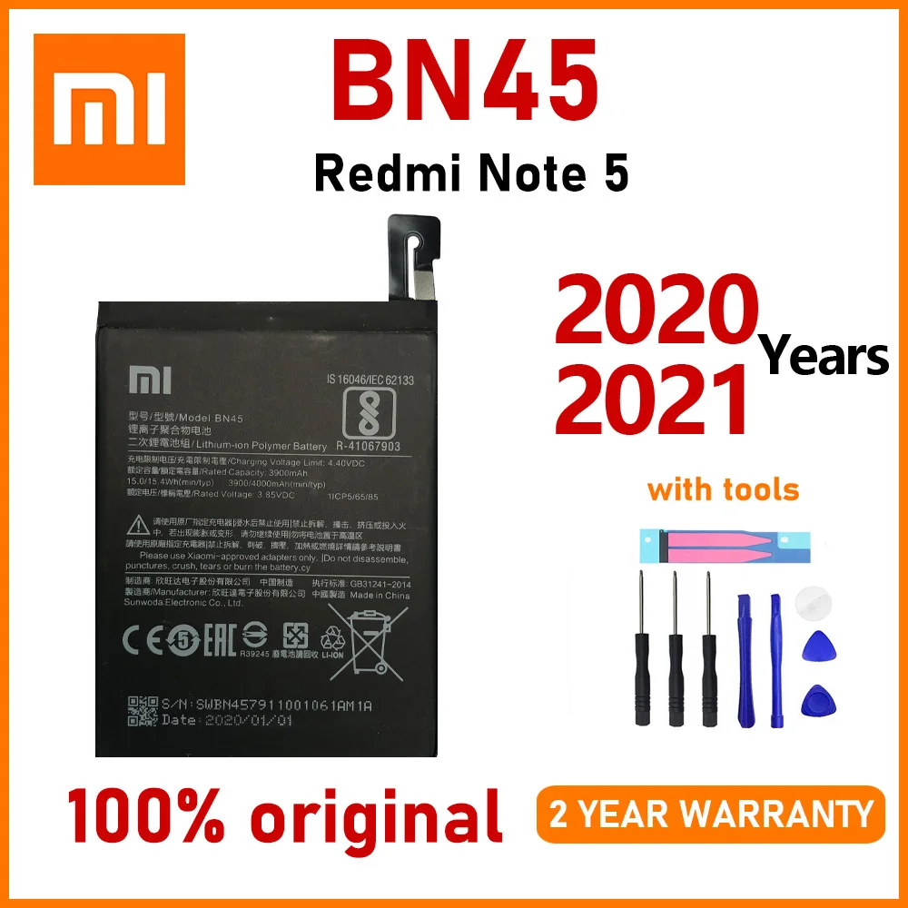 

Xiao Mi New 100% Original BN45 3900mAh Battery For Xiaomi Redmi Note 5 Note5 Phone Batteries Batteria With Gift Tools
