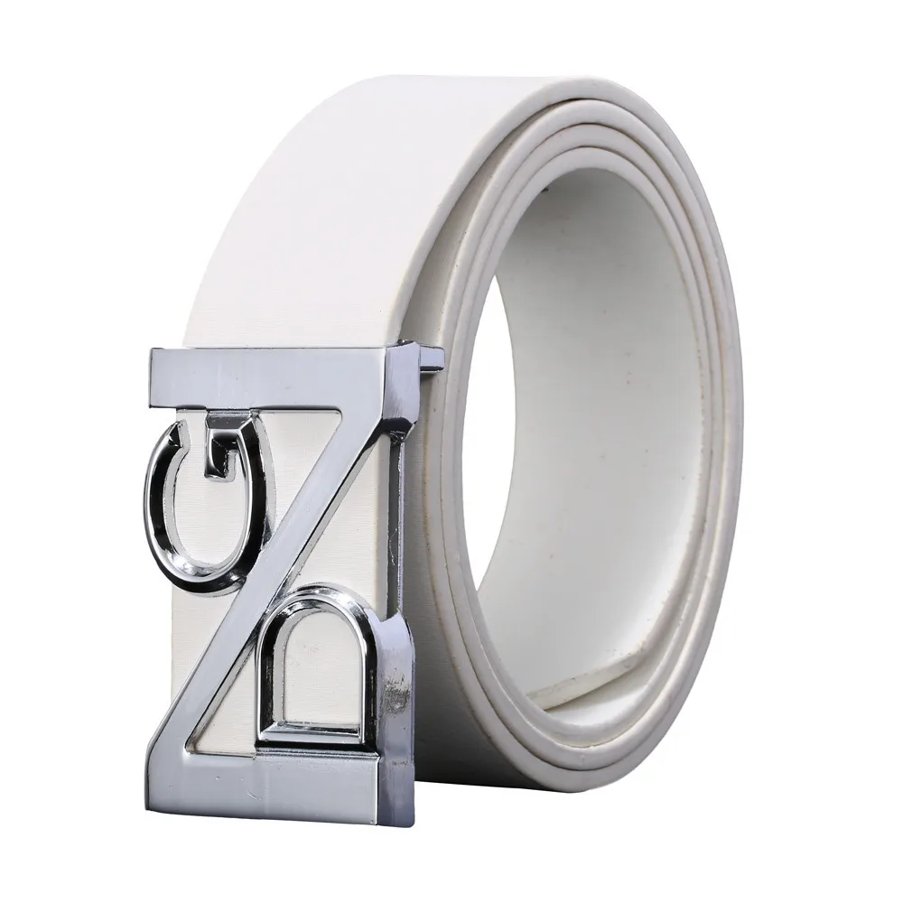 Женский Мужской ремень с металлической полой пряжкой кожаный модный однотонный