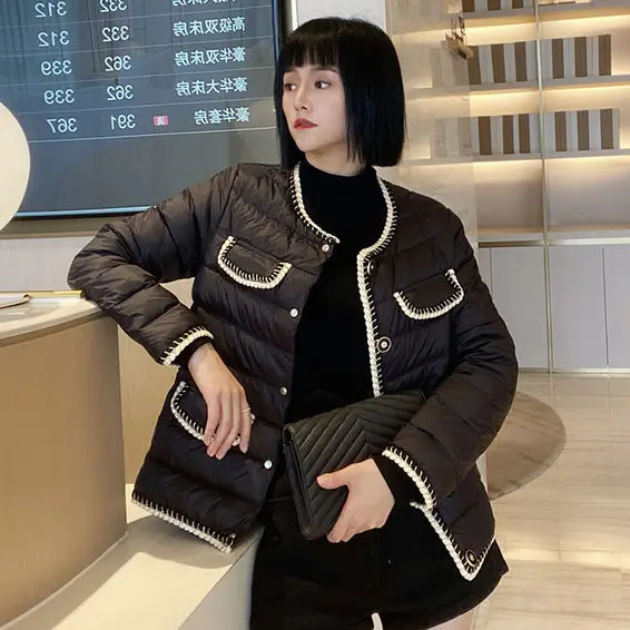 

Down Jacket Women 's 2021 Winter Korean Style Young And Middle-Aged Round Neck White Duck down Casual Jacket Fashion