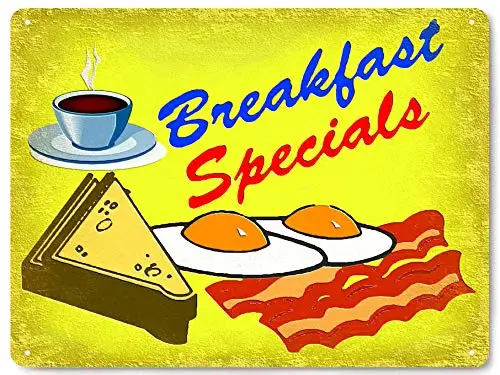 

Металлический знак на завтрак, жестяной знак, винтажный бар, мужской стиль, кухня, домашний Настенный декор, арт-знак 12X8 дюймов