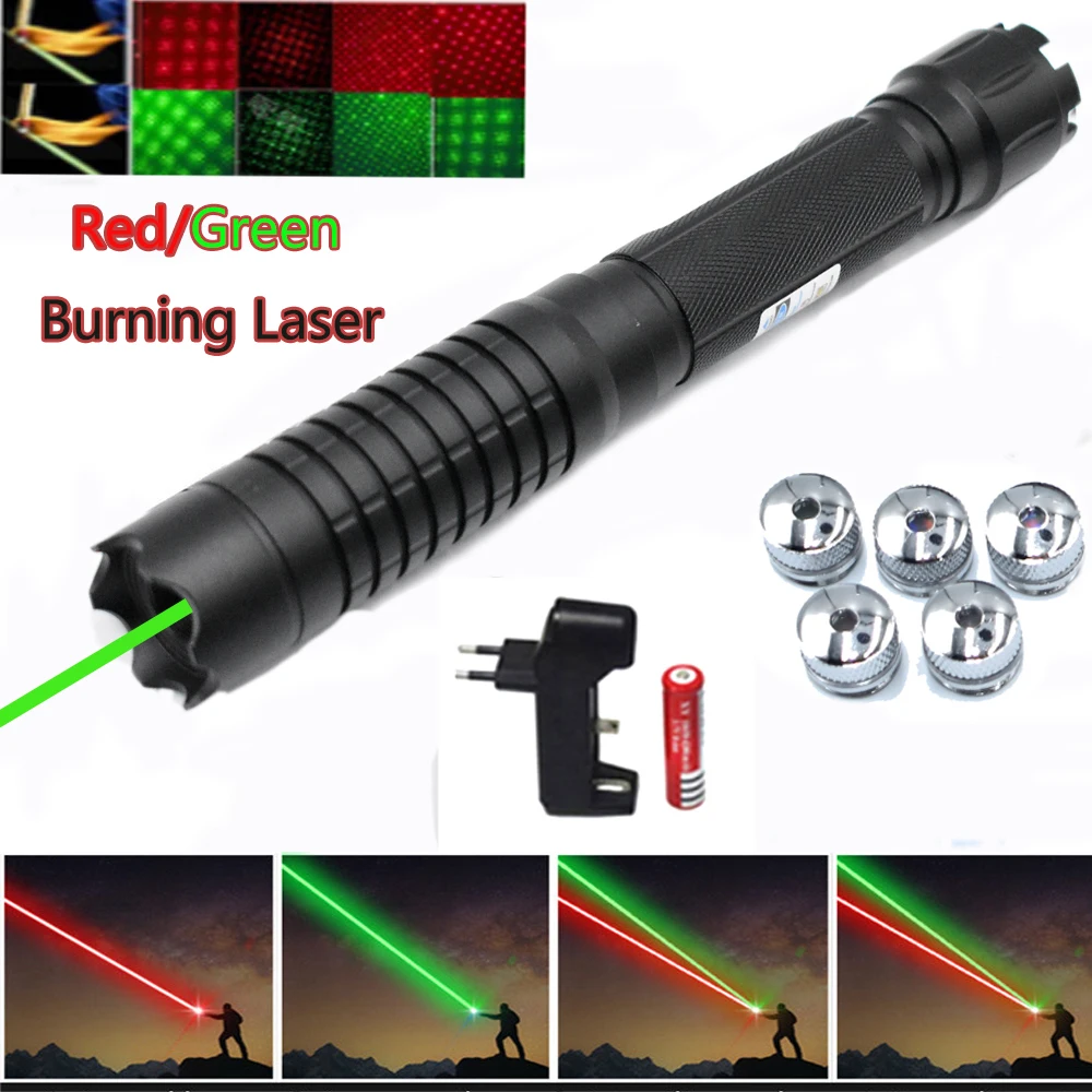 

Green lasers Hunting High Power Adjustable Focus Burning Green Laser Pointer Pen 532nm 500 to 10000 meters Lazer 009 range