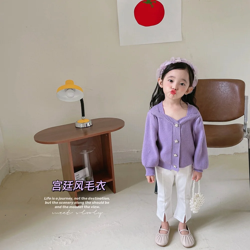 

Свитер для девочек Новинка Осень 2021 Детский свитер с жемчугом топ детский свитер детская одежда Детский кардиган детская зимняя одежда