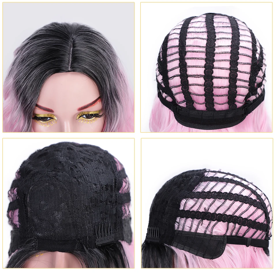 I's a wig 14 ''Ombre розовый/синий/Блонд синтетические парики короткие волны воды парик для женщин может быть Косплей Высокая температура волокна волос