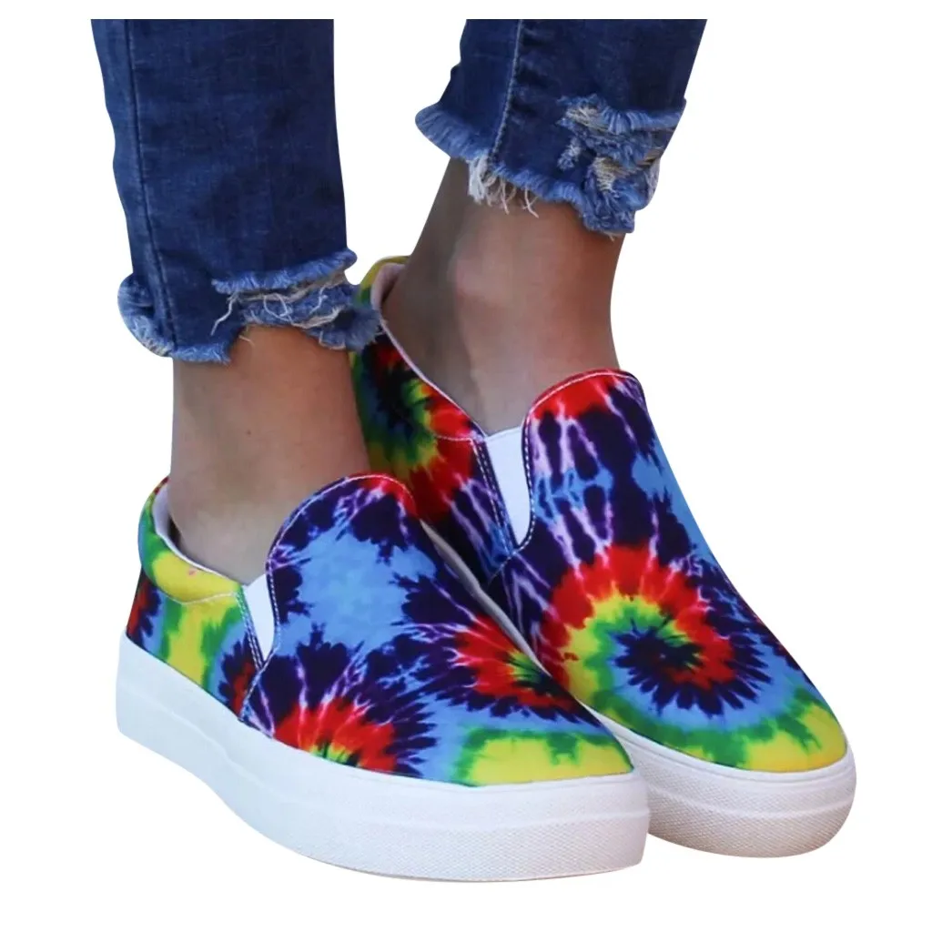 

Fashion Women's Shoes Slip-on Tie-Dye Colorblock Leisure Casual Sneakers sapatos das mulheres salto alto femmes chaussures A50