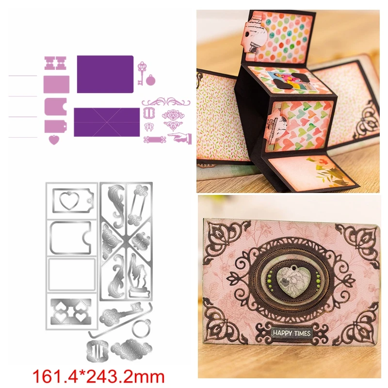 Сердце Ключ булавка бабочка цветок кружево квадратная круглая рамка