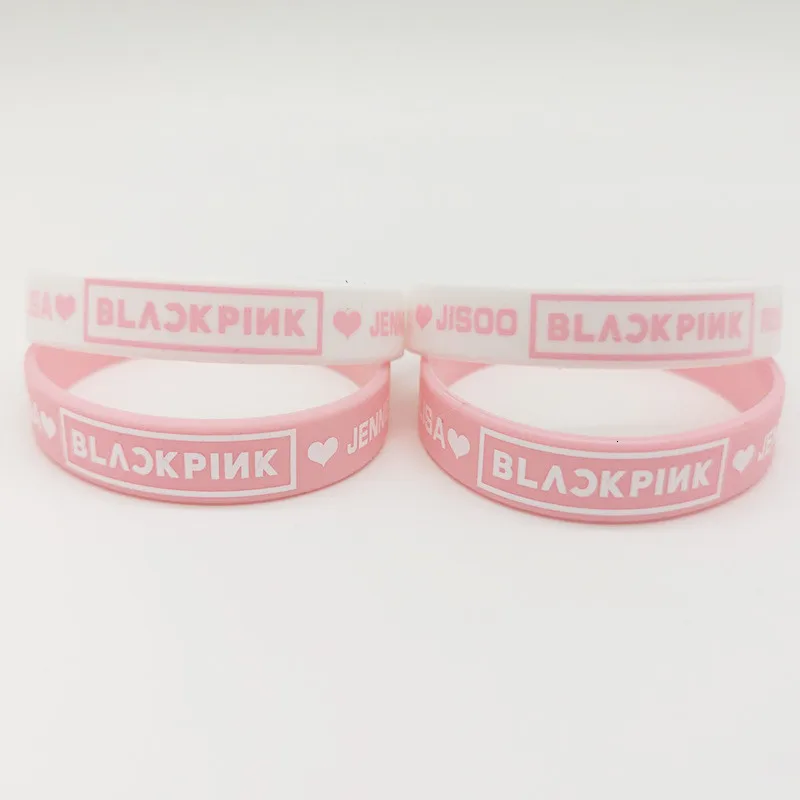Kpop Blackpink Lisa Rose Jennie Jisoo имя наручная повязка с рисунком силикагель такой же браслет белый розовый цвет