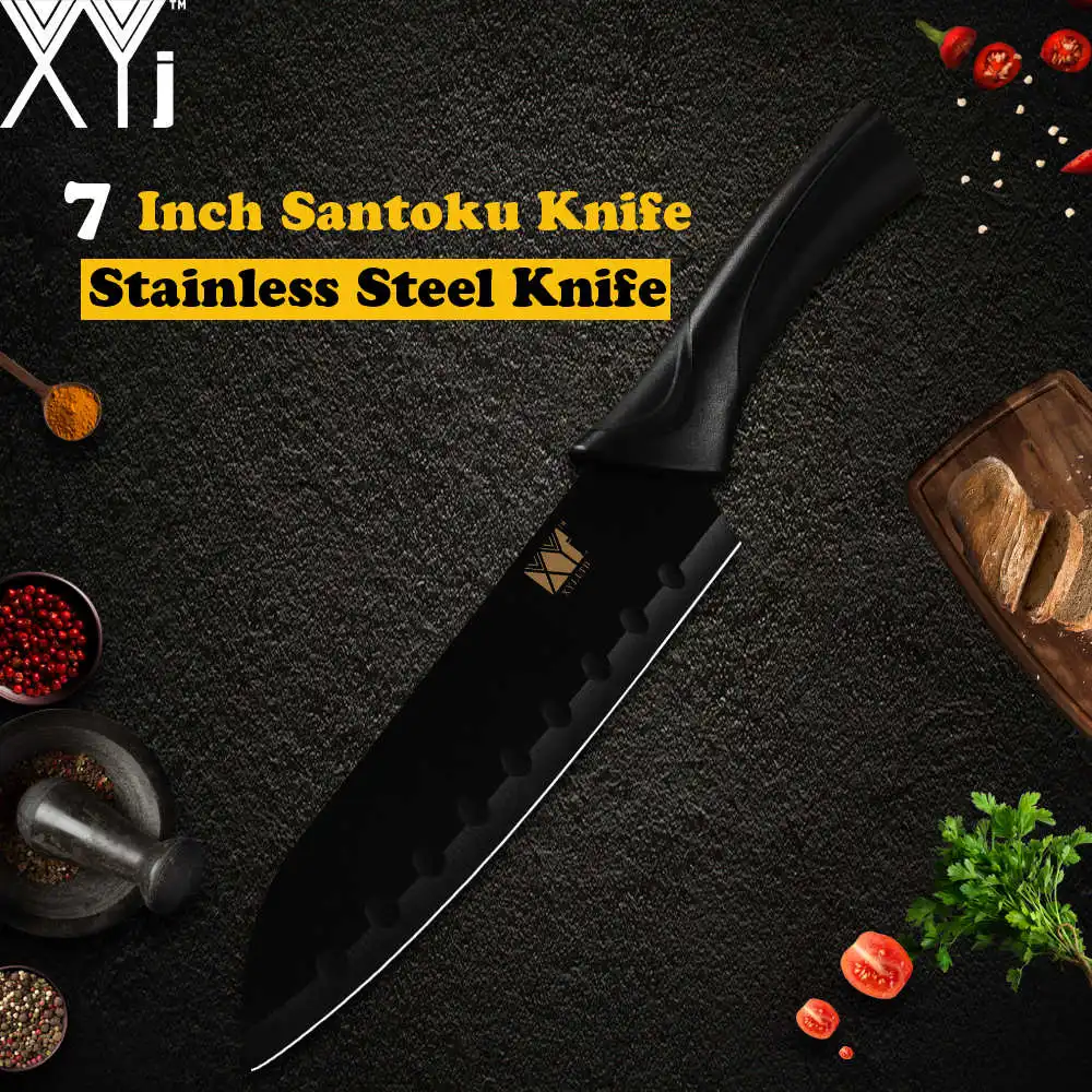 H.7 santoku knife XYj, 8 шт., нержавеющая сталь, разноцветный набор ножей, точилка, 8 дюймов, Держатель ножей, шеф-повар, сантоку, нож для нарезки хлеба, нож для очистки овощей - Цвет: H.7 santoku knife