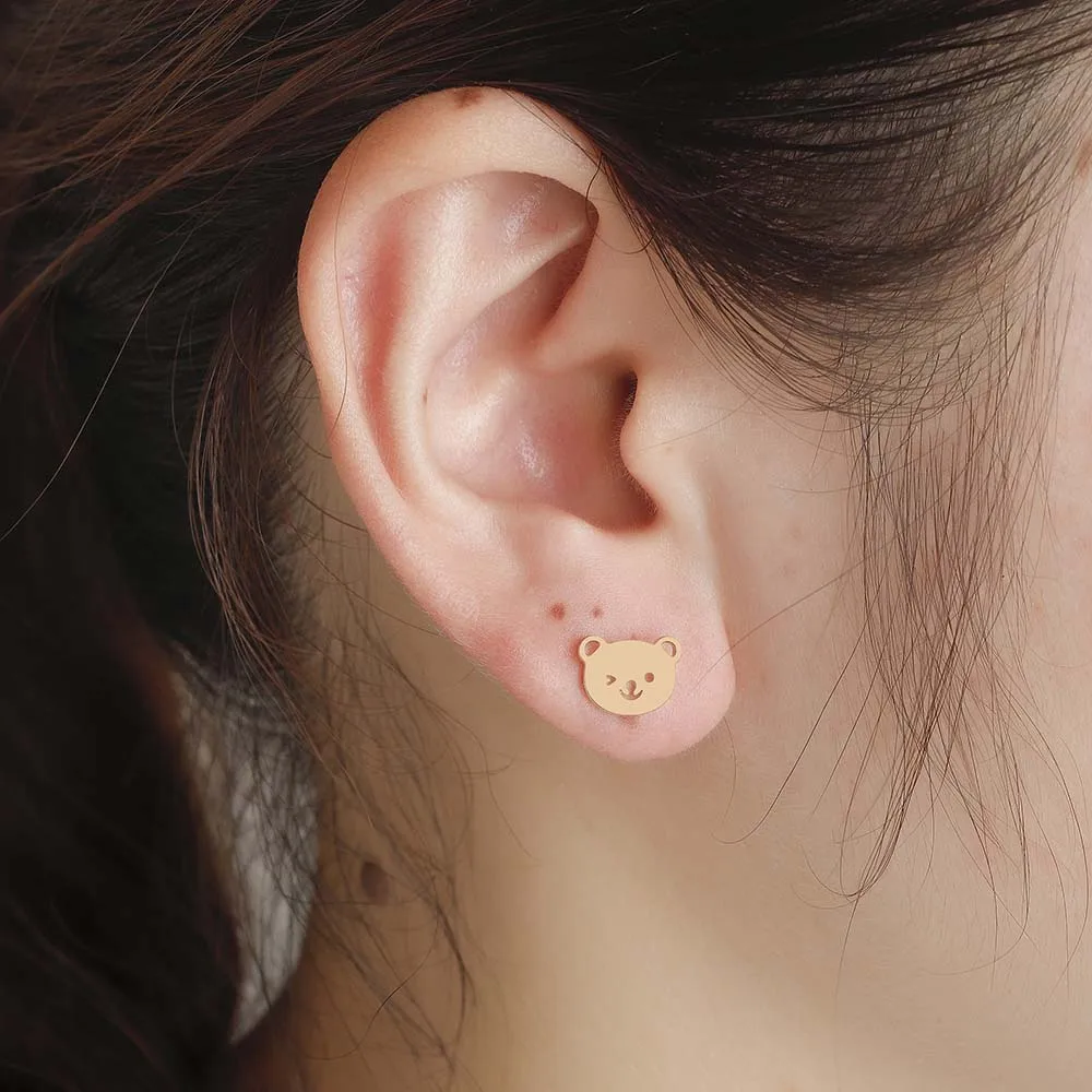 Чандлер стальная Детская животное медведь серьги для девочек милые Bronics модные