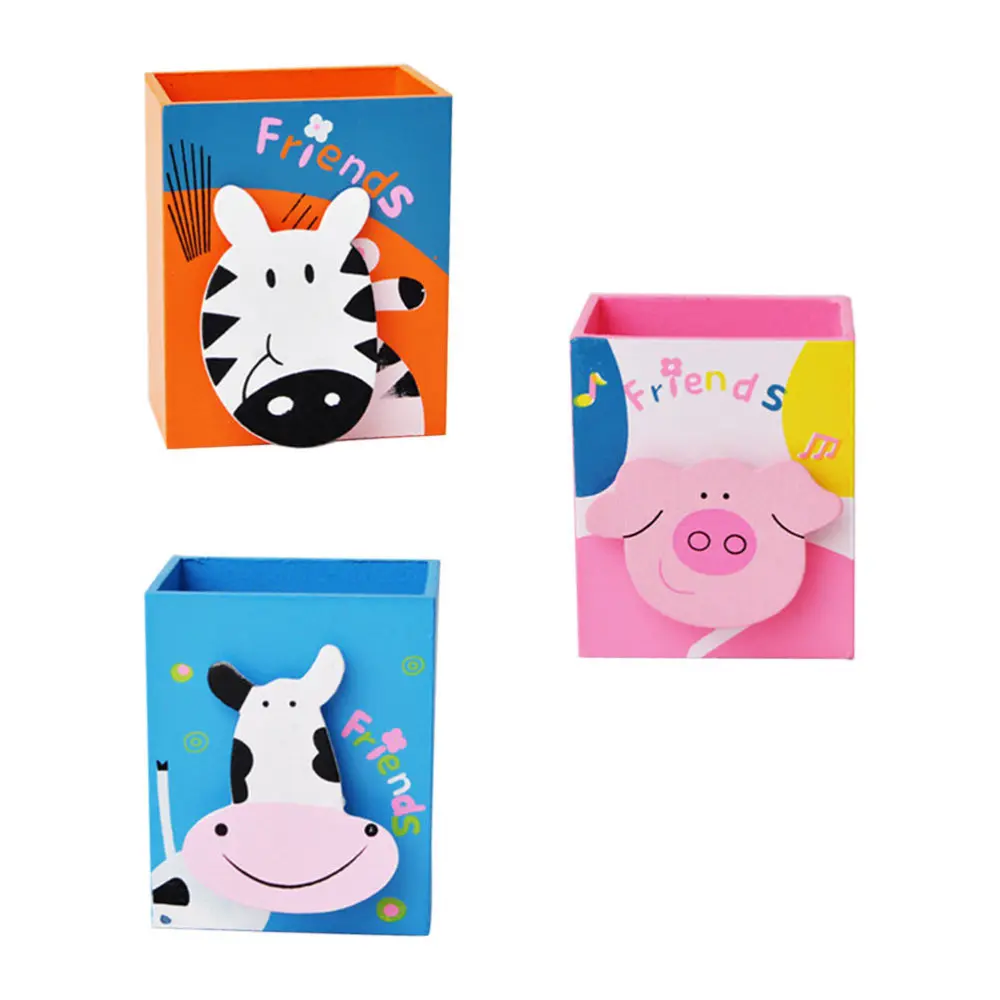 

3Pcs Cartoon Pen Holders Pen Organizer Animal Pattern Pen Holders Desktop Adorns