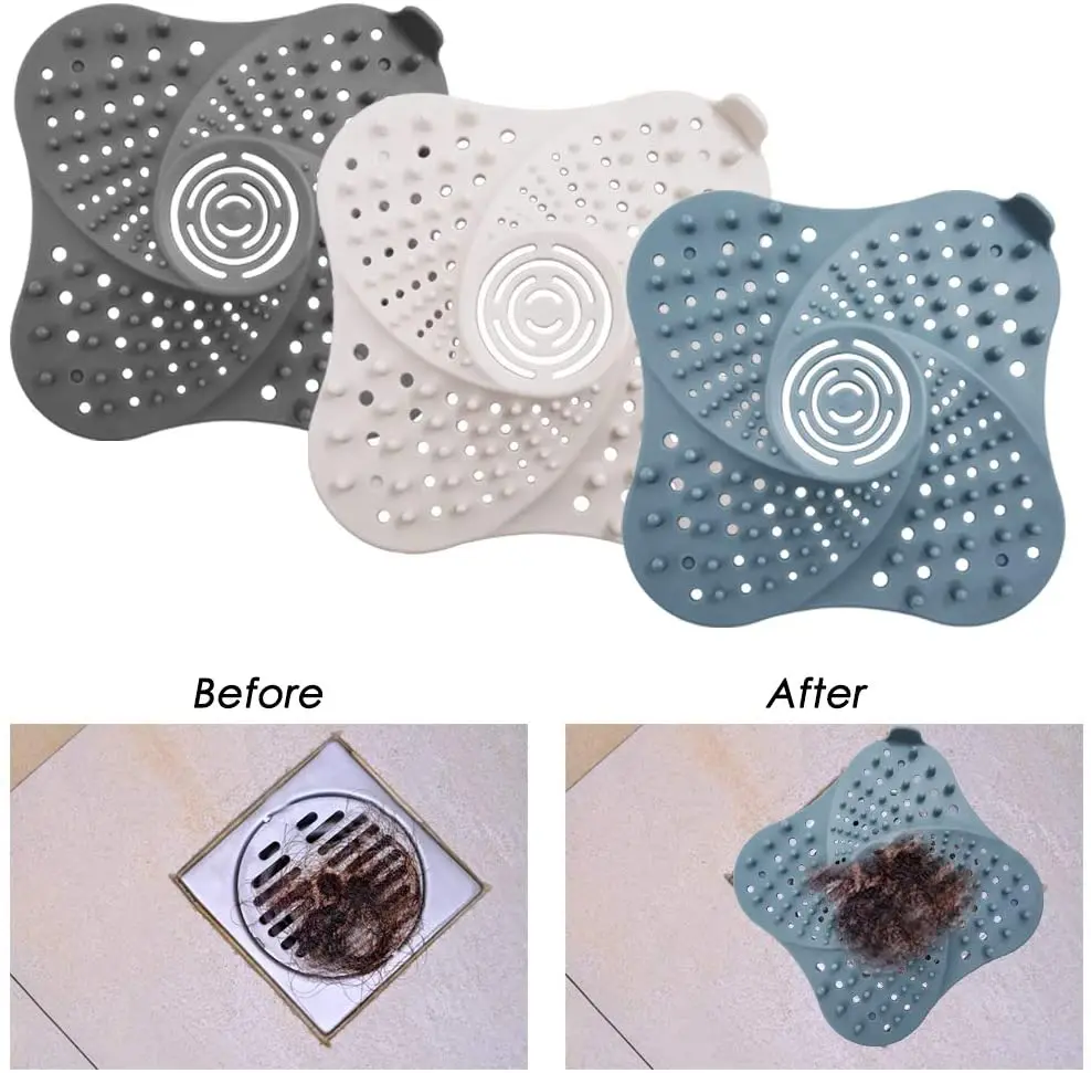 

3Pcs Shower Drain Cover Hair Catcher Silicone Sink Strainer Bath Plug Hair Trap for Bathroom Bathtub