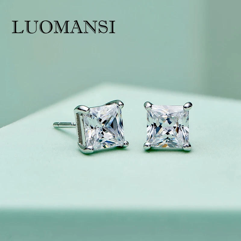 

Женские серьги-гвоздики из серебра 925 пробы с фианитом, 7 х7 мм