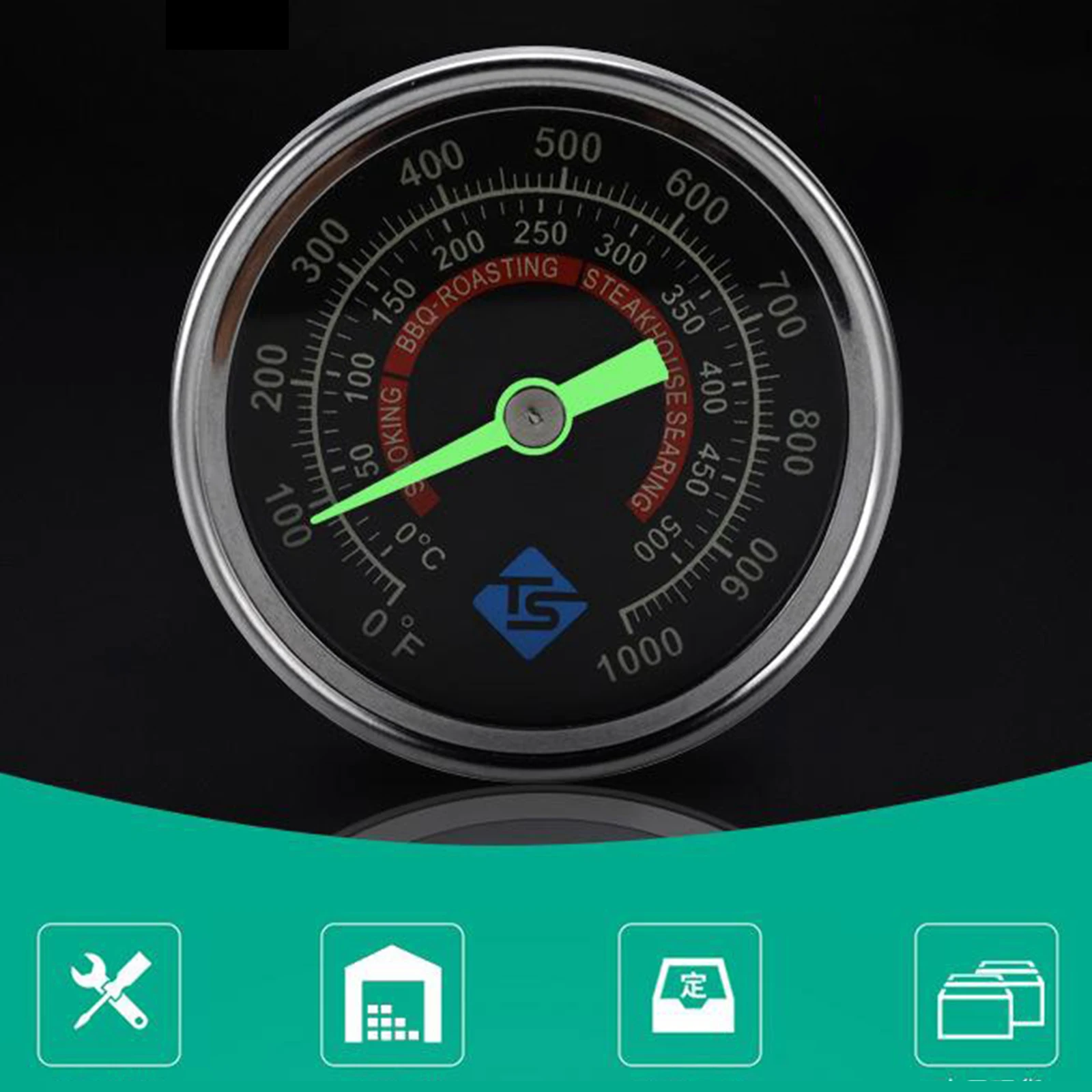 

BBQ Smoker Grill Thermometer 0-1000F Barbecue Charcoal Grill forOven Heavy Duty