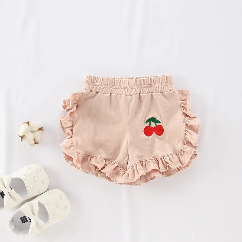 

Summer Girls Shorts 2020 New Cherry Children Shorts Cute Ruffle Baby Girls Clothing DT149