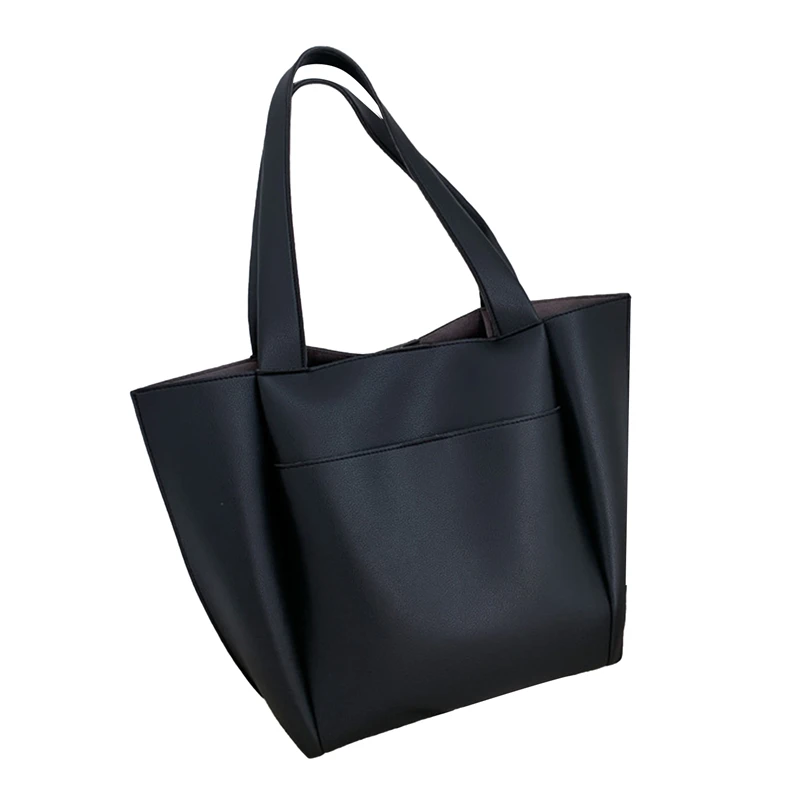 

Tote Bag large capacity soft PU bag Black ladies shopping bag Messenger bag Daily handbag Casual Shoulder Bags