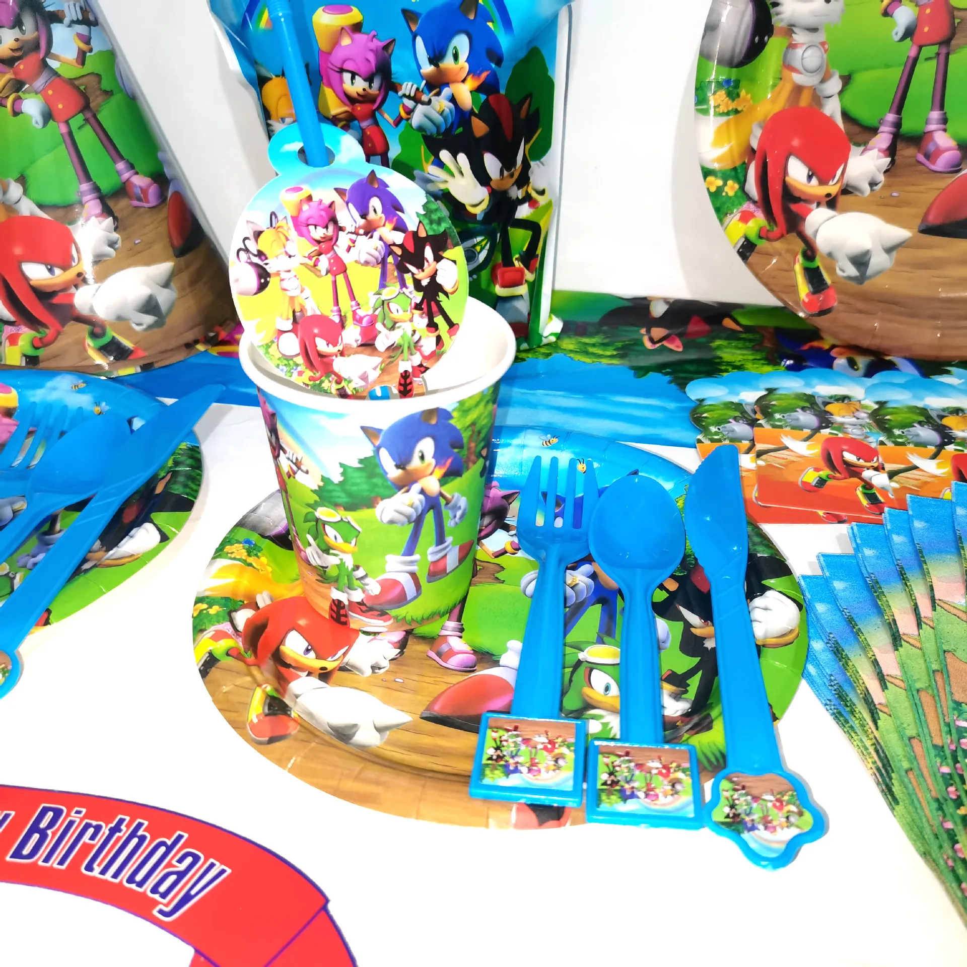 Праздничная посуда мультяшный ультразвуковой набор одноразовой посуды для дня