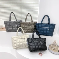 womens bag fashion quilted lattice shoulder bags female solid color nylon shopping bag women casual large capacity tote handbag