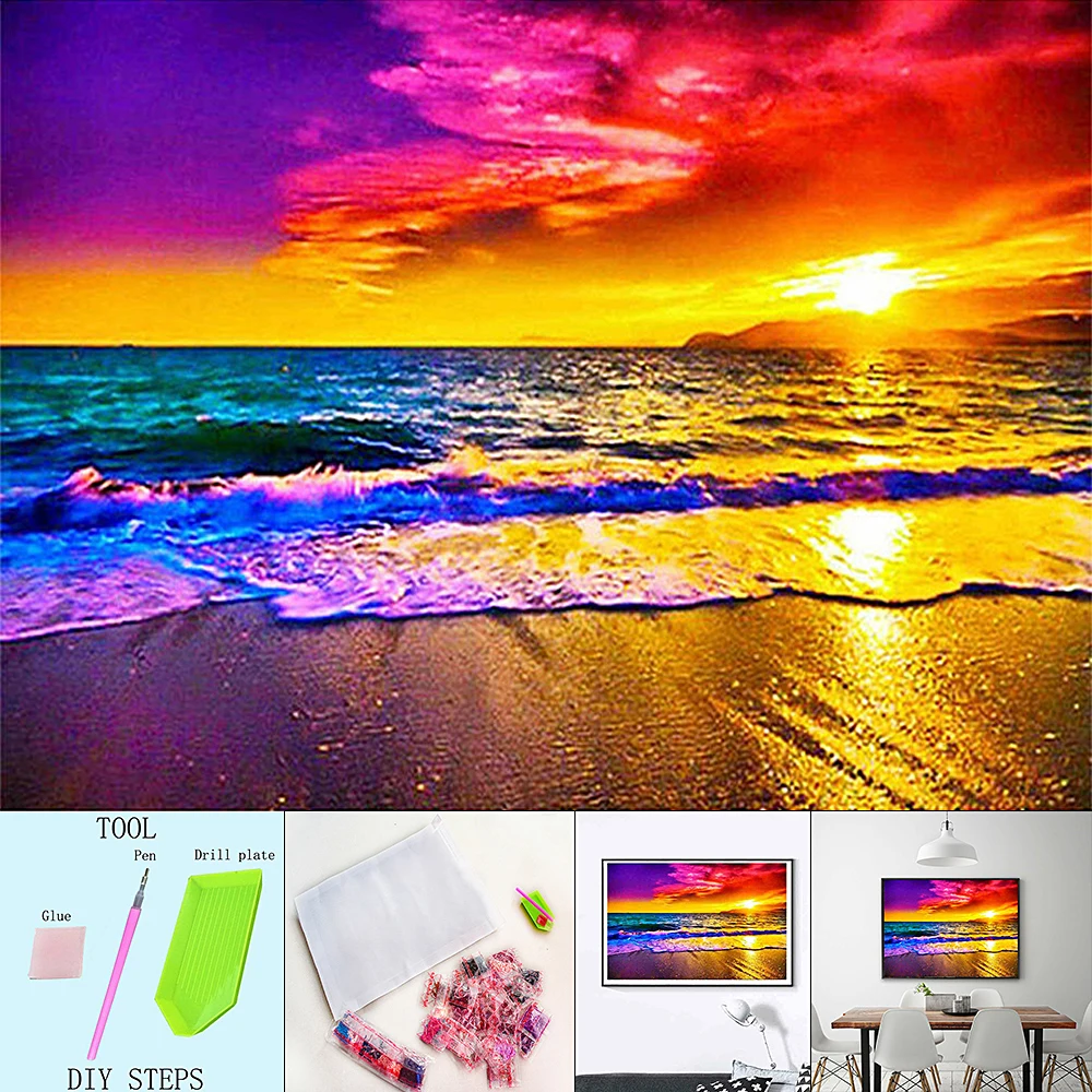 

Набор для алмазной вышивки крестиком 5D С закатом на пляже