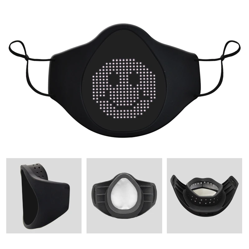 

Smart LED Bluetooth-compatible Face Mouth Mask LED Light-emitting Modes Party Mask Chargable Breathable CosPlay Mask