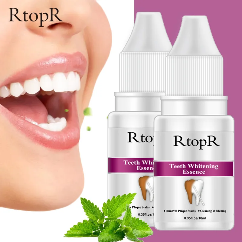 

RtopR Teeth Care Removes Tooth Plaque Stains Serum Teeth Whitening Bleaching Essence Powder Oral Hygiene Cleaning Water 2 PCS