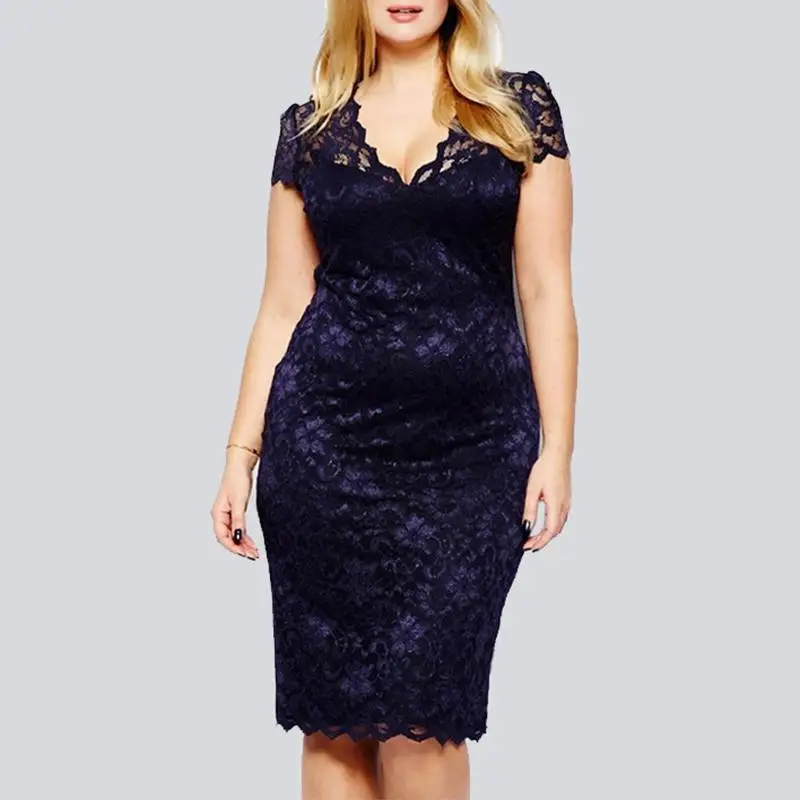 4XL 5XL размера плюс женское платье офисное Повседневное с v-образным вырезом