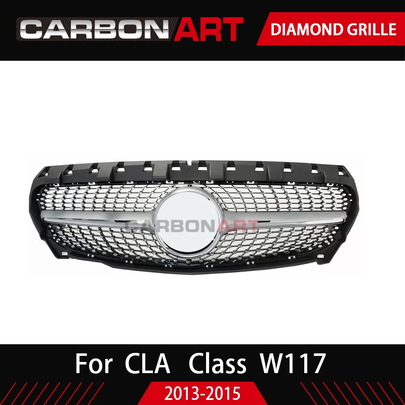 Передняя Алмазная решетка для гриля CLA Class W117 Cla180 Cla 2013 Cla260 Cla300 серебристый