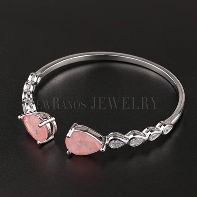 pink bracelet Newranos синий Pedra Fusion камень ювелирный набор Шарм браслет и квадратный Стад Комплект сережек для женщин модные ювелирные изделия SFX0012604 - Окраска металла: pink bracelet