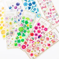 1 sheet gorgeous flowers crystal epoxy decorative stickers phone dairy adhesive stickers kids gift