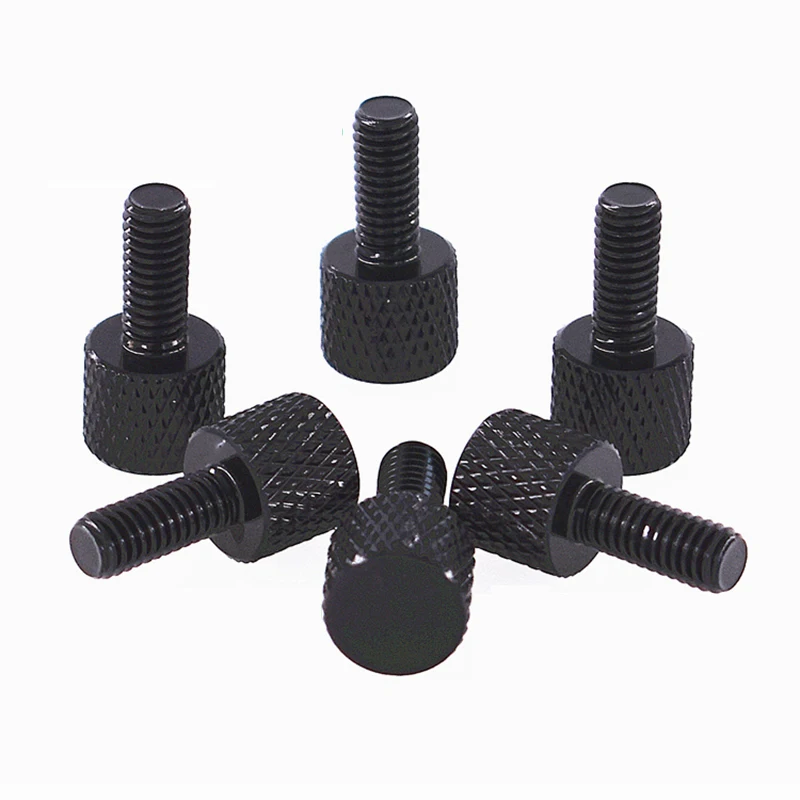 2/5/10 шт M6 Алюминий сплав с накатанной головкой черная противоскользящая винты для