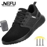 jiefu work sneakers for men women lightweight flexible steel toe shoes breathable construction footwear