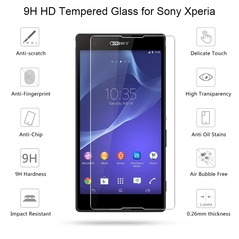 Защита экрана смартфона для Sony C4 C5 C3 Dual закаленное стекло защитная пленка