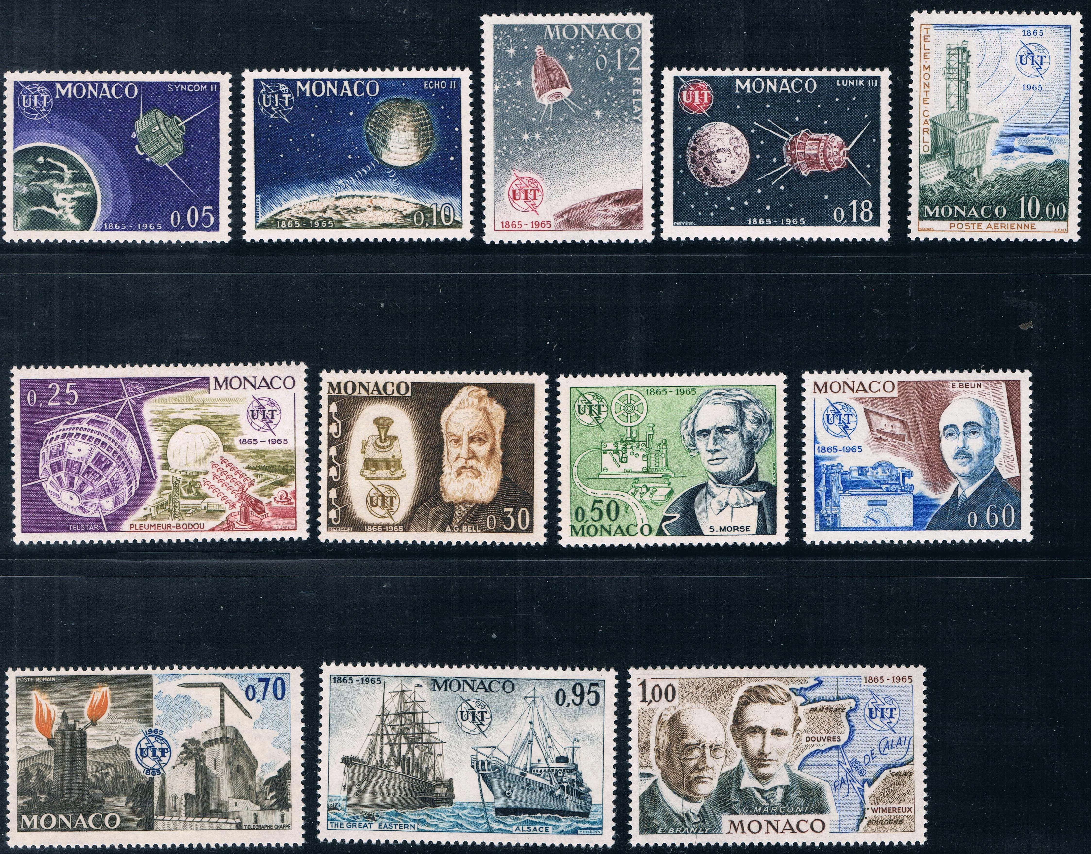 

12 шт./компл. Новый штамп почты Монако 1965 век международного Радиокоммуникационного Союза скульптурные штампы MNH
