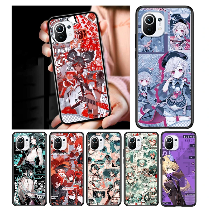 

Genshin Impact Cartoon for Xiaomi Mi 11 10 Ultra 11T 10T Note10 Pro Lite 11i 10i 10S 5G Soft Black Phone Case Cover
