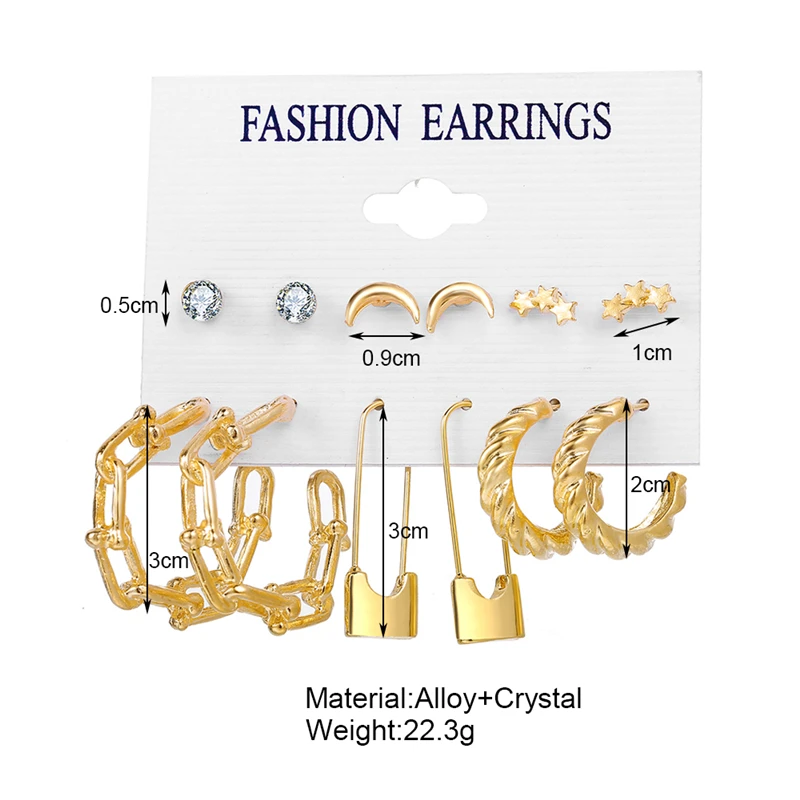 

Bohemain Gold Color Hoop Earrings for Women 2021 Vintage Lock Hollow Twisted Metal Round Earrings Set Female Fashion Jewelry