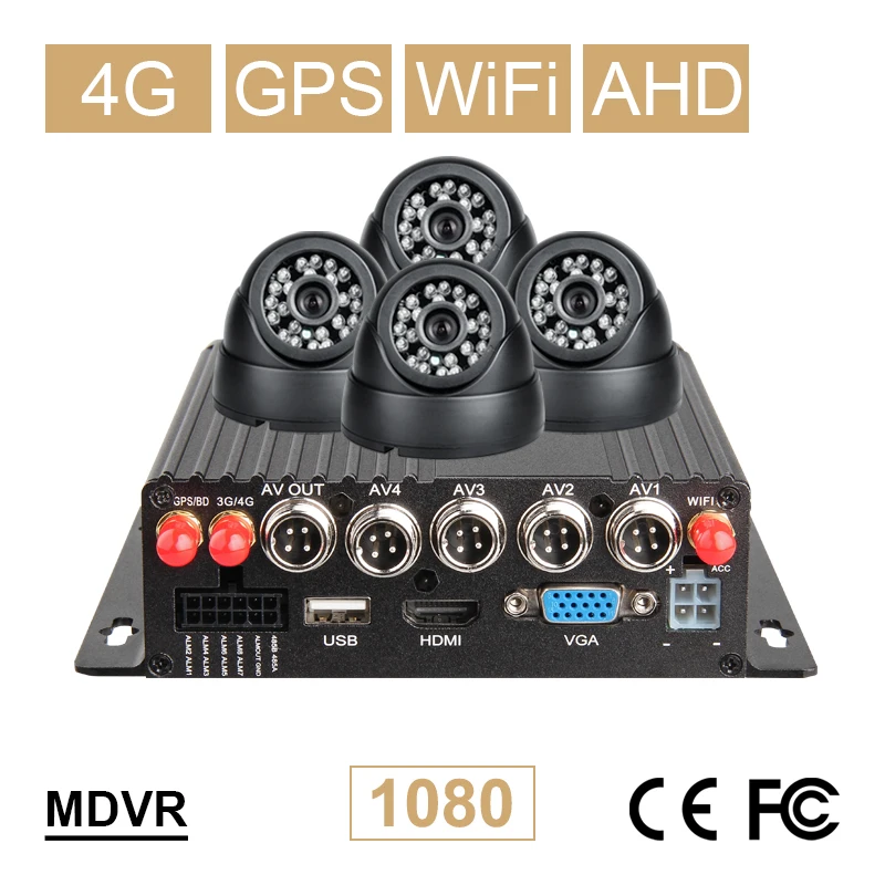 CCTV в режиме реального времени наблюдения 4G gps Wifi двойной SD 4CH автомобильный Мобильный Dvr комплекты 4 шт. Крытый 2.0Mp AHD Автомобильная камера для автомобиля автобус/такси