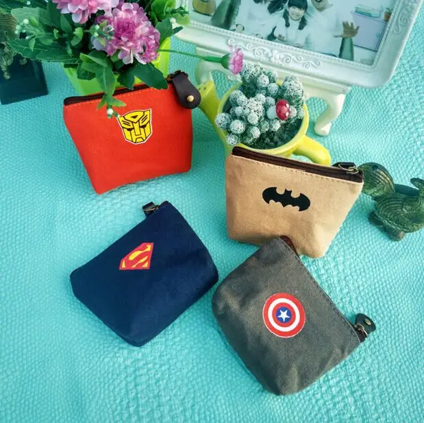 Холщовый кошелек для мелочи с изображением героев миниатюрная сумка ключей