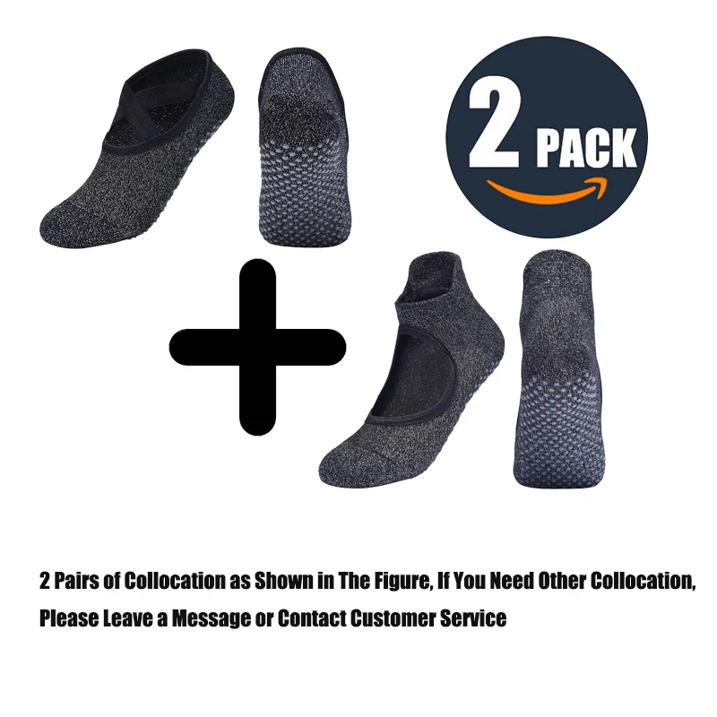 Two Pairs Новые спортивные носки для йоги, тапочки, женские нескользящие Хлопковые женские носки для пилатеса, носки для балета, защита каблука, профессиональные носки для йоги, танцев - Color: Two Pairs