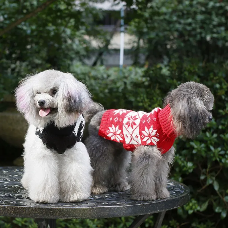 

Dog Clothes Pet Dog Knitted Coat Christmas Costume for Autumn Winter Puppy High Collar Warm Hemp Flowers Sweater Chihuahua Cloth