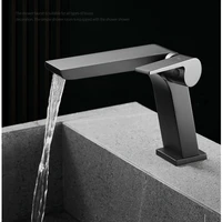 basin faucet all copper brushed gray black bathroom basin waterfall faucet hot and cold bathroom faucet ceramic valve core