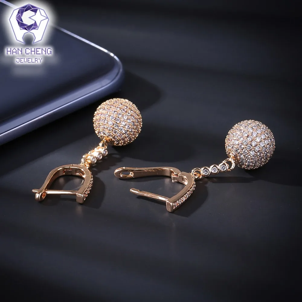 Женские серьги капельки HanCheng длинные золотого цвета с круглыми шариками и