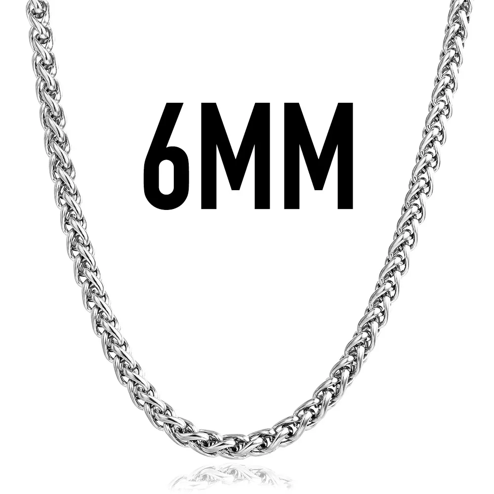 6mm Sliver Davieslee Нержавеющая сталь Цепочки и ожерелья для Для мужчин Пшеница Цепочка 3/4/5/6/8/10 мм Украшения для мужчин Прямая поставка DLKNM11 - Окраска металла: 6mm Sliver